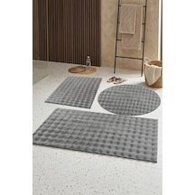Buççin Online Mağaza Banyo Paspası Açık Gri Gri Kaymaz Taban Peluş Bubble 50x50 Cm Polyester Çok Renkli