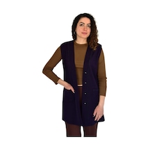 Kadın Anne Mevsimlik Düğmeli Cepli Yelek Bgl-st04314 Mürdüm
