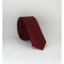 Kalender Giyim Bordo Ultra Slim Fit Düz Renk Saten Kravat - USS-04 Bordo