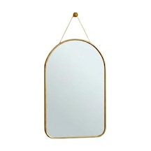Deinhaus Dekoratif Duvar Aynası, 23x40 Cm, İnce Goldmetal Çerçeve, Kemer Tasarım, Sarı Askı İpli, Modern Stil, Çok Renkli