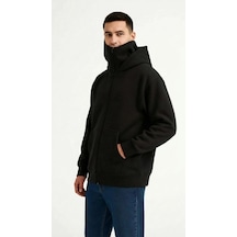 Valensdesign Samuray Ninja Çift Kapüşonlu Zıp Fermuarlı Kanguru Cepli Tam Fermuarlı Hoodie Sweatshirt - Siyah Çok Renkli
