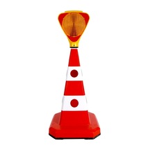 Solar Sarı Üçgen Flaşörlü Ultra Kedi Gözlü Trafik Koni Seti