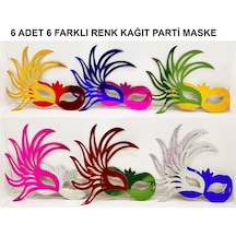 6& 39 Lı Renkli Balo Maskesi Seti Karton & Lastikli Yetişkin-çocuk Uyumlu Standart