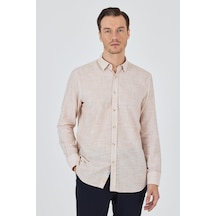 İmza Açık Somon Uzun Kol Cepsiz Pamuk Casual Comfort Fit Gömlek 1004250127 Açık Somon
