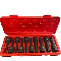10 Parça 1/2 Darbeli Havalı Torx Lokma Seti T25-T30-T40-T45-T50-T55-T60-T70-T80-T90