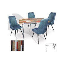 Anemon - Çırağan Masa Takımı Werzalit, Allzalit, Vermodin Tabla 80x120 - Red Wood - Mavi Çok Renkli