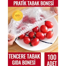 Dofix 100 Adet Pratik Tazeliği Koruyan Tabak Bonesi Çok Amaçlı Kapak Gıda Bonesi -40cm Şeffaf