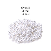 250 Gram 20mm Beyaz Renk Plastik İnci Boncuk Çanta Ve Takı Yapım