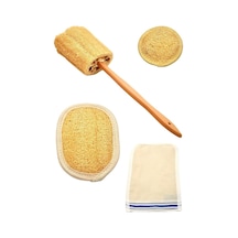 Doğal Kabak Lifi Yüz + Vücut + Sırt Banyo Hamam Kesesi 4'lü