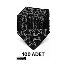 Herşeynota 100 Adet Siyah Atatürk İmzalı %100 Pamuk Fular Bandana 52x52 Cm Etkinlik Gösteri Çok Renkli