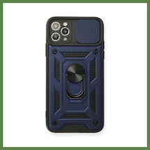 Bezos Apple iPhone 11 Pro Max Uyumlu Kılıf Pars Lens Yüzüklü Silikon - Lacivert Hb006