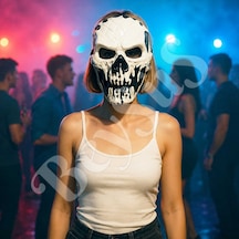 Beysüs Cadılar Bayramı Halloween Dark Fang Maske Siyah Beyaz Tüm Yaşlar 78907495