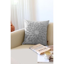 Bohem Özel Tasarım Punch Panç Desen Kare Dekoratif Kırlent Kılıfı 43x43 Cm Flower Gri Diğer