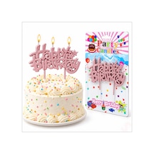Happy Birthday Doğum Günü Pasta Mumu, 11 Cm - Pembe