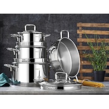 Amboss Diamond Straıner Cam Kapaklı 8 Parça Tencere Takımı