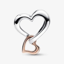 Nur Silver İki Renkli Kafes İşi Sonsuz Kalp Charm - NUR-CM00366