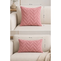 Wellsoft Dekoratif Kırlent Kılıfı 45x45 Ve 30x50 Peluş Koltuk Kanepe Yastık Kılıfı Pudra 45 x 45