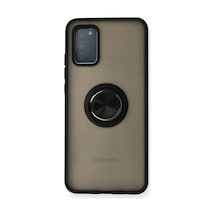 Samsung Galaxy Uyumlu A02s Kılıf Montreal Yüzüklü Silikon Kapak - Siyah İtdark29601