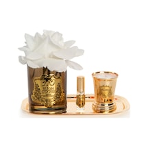 Amber Cam Gold Pirinç Mum Ve Gül Set Luxury Home Perfume Çiçek