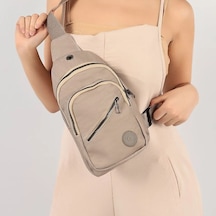 Unisex Krinkıl Kumaş Kulaklık Çıkışlı Çapraz Omuz Çantası -AL3628