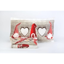 İtalya'da Flanel Nevresim Set% 100 Sıcak Pamuk Yapımı Gömme Sac 160 X 300 Cm + Gömme Sac 90 X 200 Cm + Kapak Yastık 50 X 80 Cm Gnome Baskı Kırmızı, 1p Çok Renkli