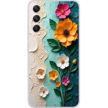 Samsung Galaxy A34 Uyumlu Güzel Modern Çiçekler Baskılı Silikon Kılıf Renkli