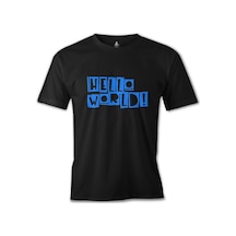 Yazı - Hello World Siyah Erkek Tshirt