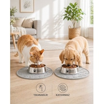 Silikon Mama Matı Kedi & Köpek İçin Kaymaz, Yıkanabilir, Havuzlu Mama Altlığı