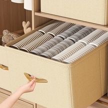 Dancemonkey Cbtx 42l Katlanabilir Yıkanabilir Saklama Kutusu - Taklit Keten Organizatör, Giysi Ve Yatak İçin Bej 140l