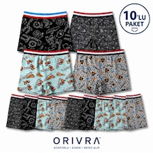 Orivra 10'lu Erkek Çocuk Boxer Seti Pamuklu Esnek Desenli İç Çamaşırı Paketi Çok Renkli Orivra 10'lu Erkek Çocuk Boxer Seti Pamuklu Esnek Desenli İç Çamaşırı Paketi Çok Renkli