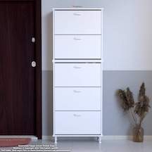 Modilayn Varbi Umay' 2 Li Asma Antre Hol 52 X193x 25, 5 Cm Lik 5 Düşer Kapak 10 Göz Bölme Ayakkabılık Beyaz