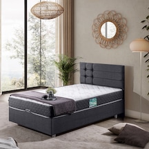Viyana Tek Kişilik Baza Başlık Comfort Yatak Seti Antrasit 120 x 200