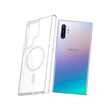 Teknomoda Samsung Note 10 Plus Kılıf Magsafe Kablosuz Şarj Uyumlu Şeffaf Silikon Kapak Note 10+ Şeffaf
