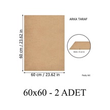 3 Mm 60x60 Mdf Plaka 2 Adet - Hobi, Maket, Ahşap El Sanatları İçin Uygun 2 Li Paket 60 X 60