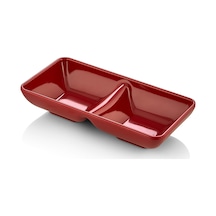 6 Adet Melamin 2 Bölmeli Sosluk Ve Çerezlik - 18x9 Cm - Bulaşık Makinesinde Yıkanabilir - Kırmızı