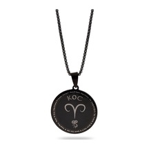 Koç Burcu Kolyesi Bayan Erkek Çelik Kolye Siyah Polo Zincir Cklko Çelik
