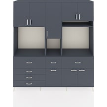 Hyperion Dolap 10 Raflı 6 Çekmeceli 8 Kapaklı 220x44x243 Antrasit-antrasit/antrasit Antrasıt/antrasıt - Antrasıt