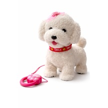 Smile Tasmalı Sevimli Yürüyen Köpek Beyaz