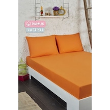 Tek Kişilik Ranforce Kumaş Lastikli Fitted Çarşaf Takımı Turuncu
