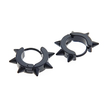 Sivri Tasarım Çelik Siyah Erkek Küpe Takı Aksesuar W P24 T5