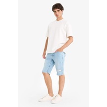 DeFacto Slim Fit Dar Kesim Jean Bermuda Şort F4685AX25SMNM39