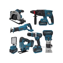 Haktaş Hkt747 Yeni Nesil Mavi 7li Şarjlı Set 36v 3ah - Kırıcı Delici, Vidalama, Dekupaj, Daire Testere, Freze, Led Işık