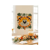 Safari Kaplan Kafa Folyo Balon 35x41 Cm Safari Temalı Çocuk Doğum Günü Parti Süsü Çok Renkli