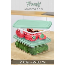 Meleni Home Dikdörtgen Mikrodalgaya Uygun Düzenleyici Organizer Erzak Saklama Kabı Yeşil 2700 ML 2 Adet Yeşil