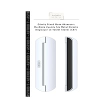 Gümüş Stand Masa Aksesuarı Macbook Uyumlu Şık Metal Dizüstü Bilgisayar Ve Tablet Standı C87