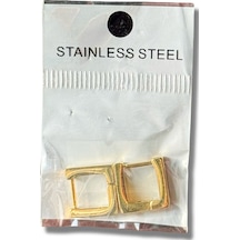 Küçük Kare Klasik Çelik Küpe Sarı