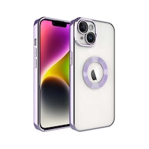 Apple Uyumlu iPhone 14 Plus Kılıf Köşeleri Renkli Şeffaf Kamera Korumalı Silikon Luxury Kapak Lila
