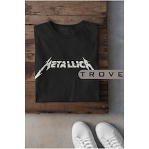 Startmore Unısex Kadın Erkek Metallıca %100 Pamuk Baskılı Siyah Beyaz T-shirt Siyah
