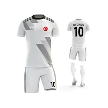 Acr Giyim Kişiye Özel Futbol Forması - Dizayn : Siyah & Beyaz 19 Beyaz - Siyah