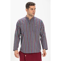 Uzun Kol Şile Bezi Hakim Yaka Erkek Tshirt Mor Çizgili 3072 Uzun Kol Şile Bezi Hakim Yaka Erkek Tshirt Mor Çizgili 3072